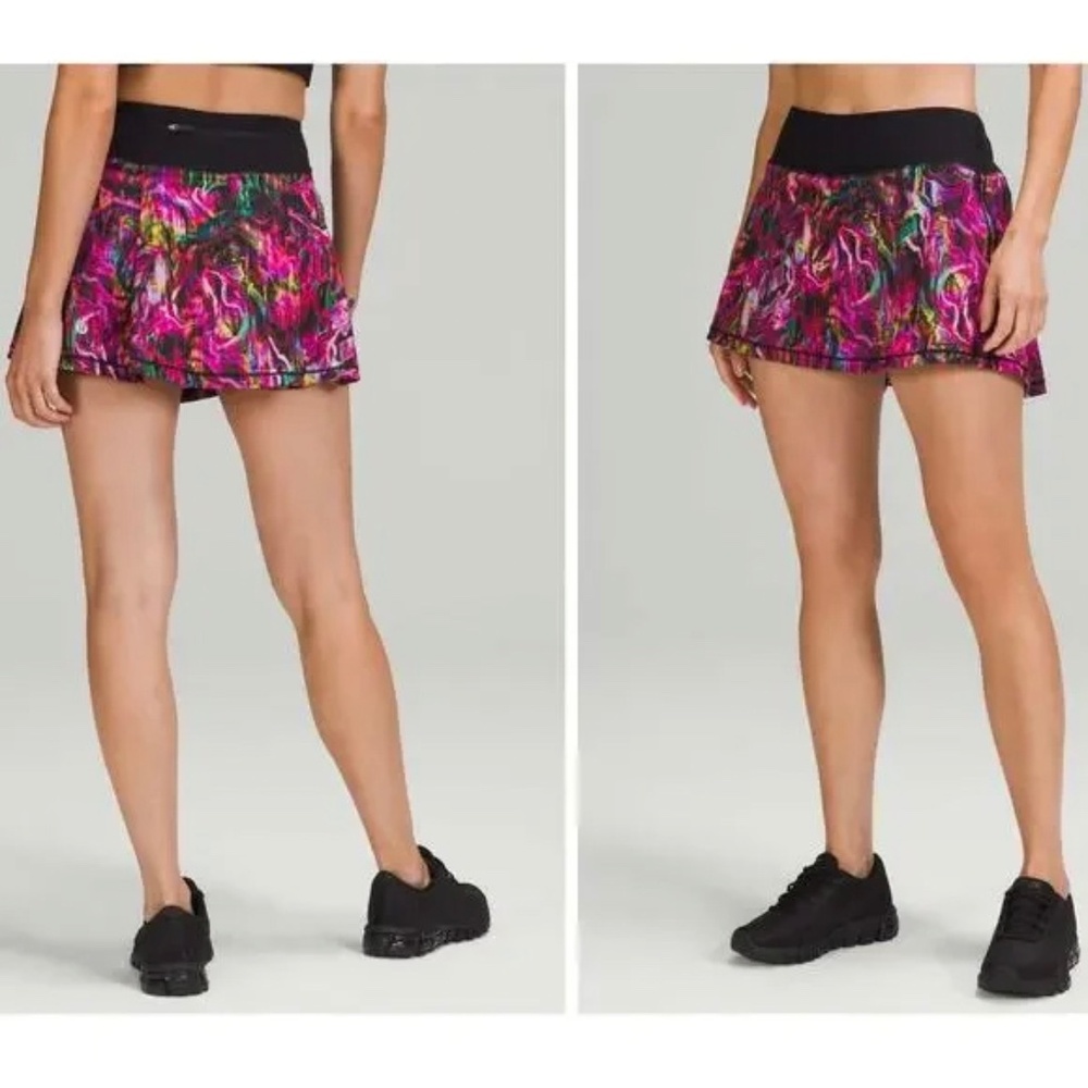 Lululemon Pace Rival Mid Rise Skirt Hyper Flow Pink Multi Black size 6